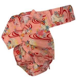 Infant Traditional Kimono Pink Wrap Onesie